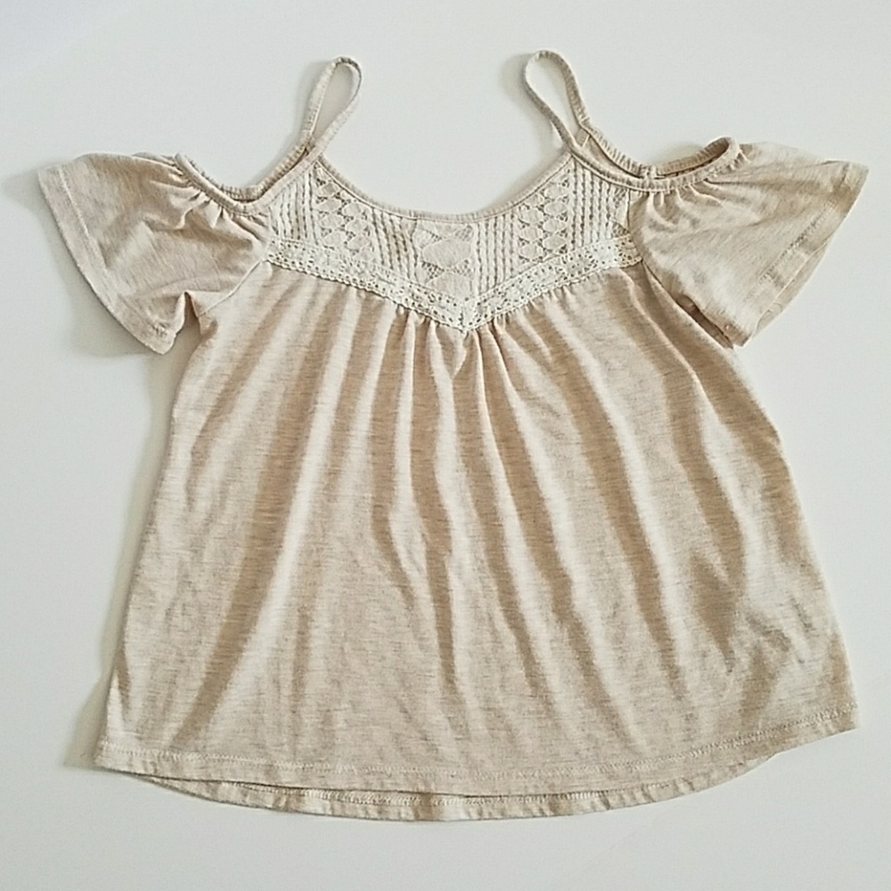 Art Class Off-The-Shoulder Tan Top